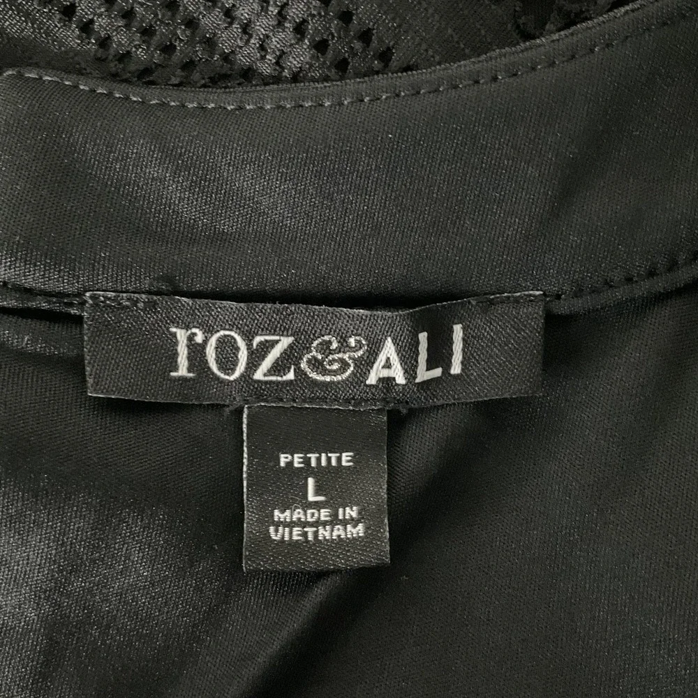 Roz & Ali Dress Womens Sz L Black Halter Cut‎ Out Eyelet Sleeveless Fit & Flare
